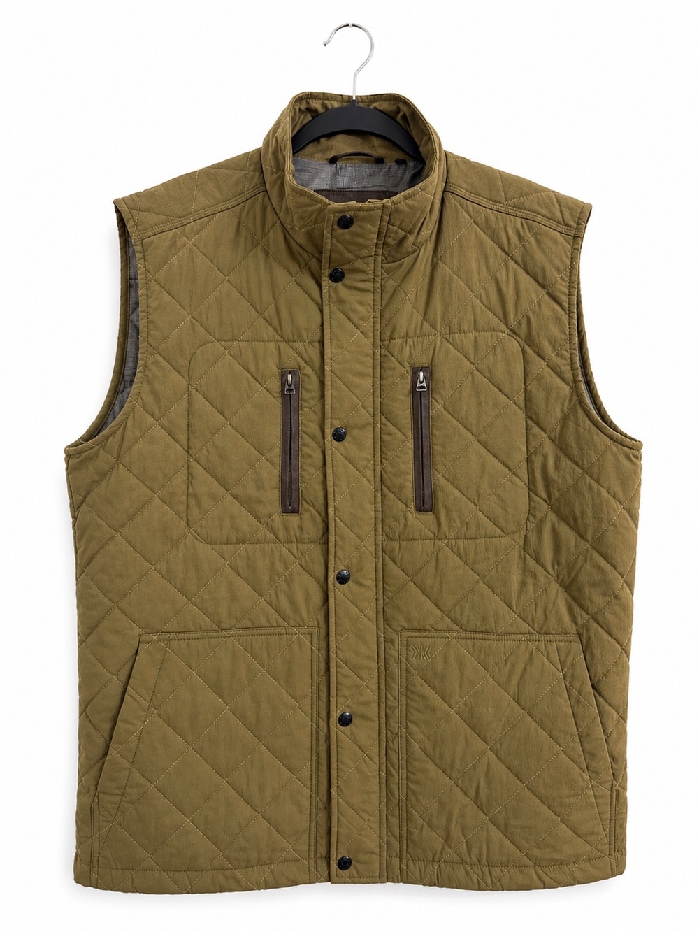 Dakota Grizzly Men’s Quilted Utility Vest Olive Green Full Zip Snap Outdoor XL